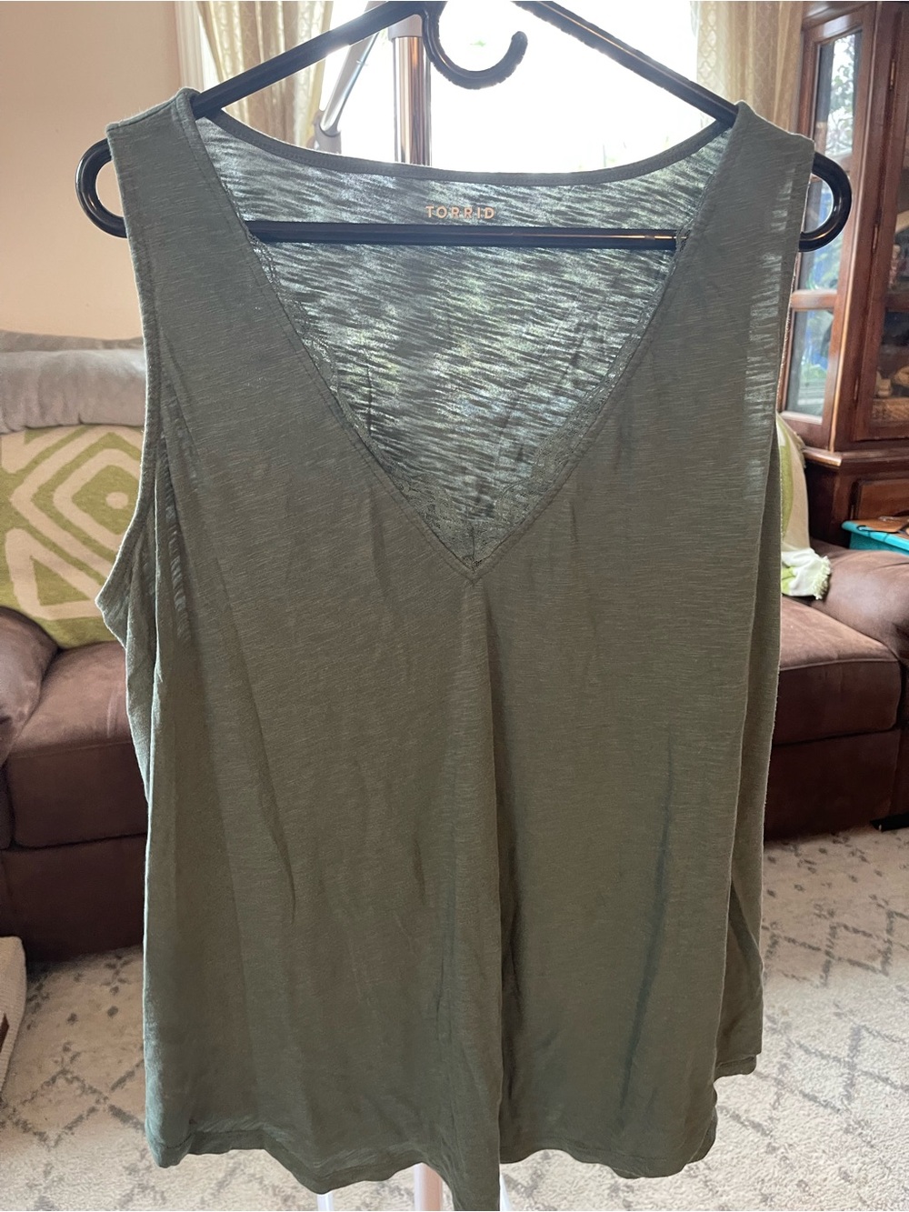 Torrid Olive Green V-Neck Sleeveless Top